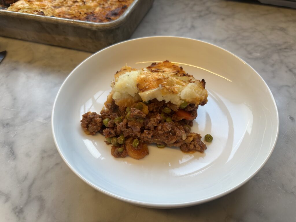 Crosby Shepard's pie served on a shite plate
